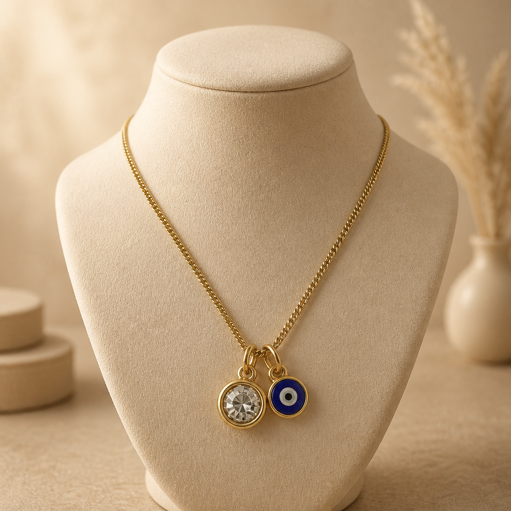 Cadena ojo y cristal
