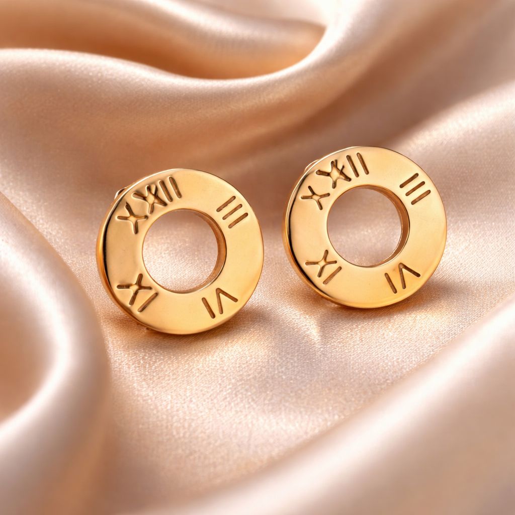 Caravanas de Acero con Números Romanos