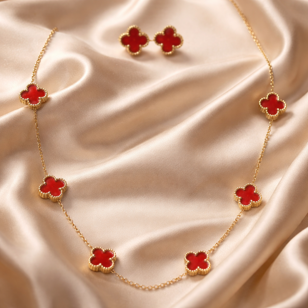 Conjunto tréboles rojos