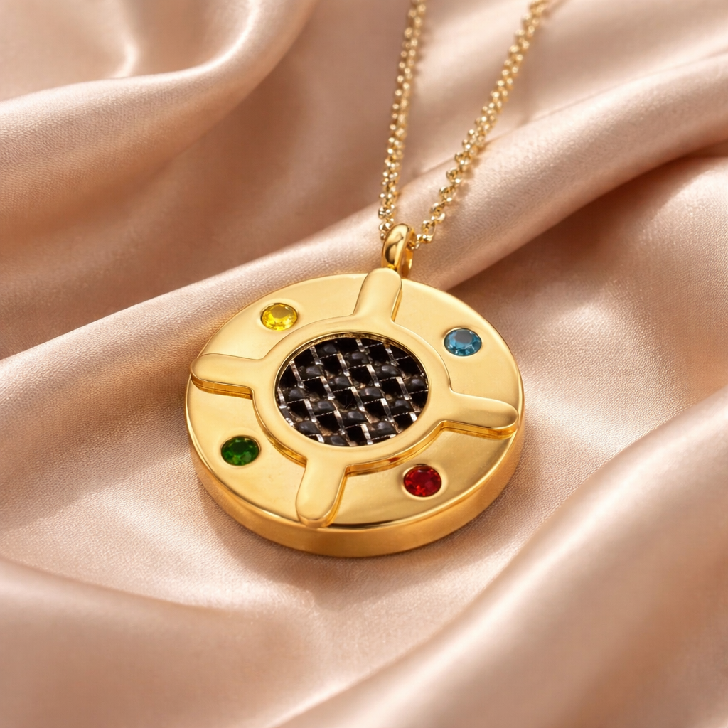 Cadena con Medalla de Acero y cristales