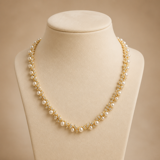 Collar perlas y circonias