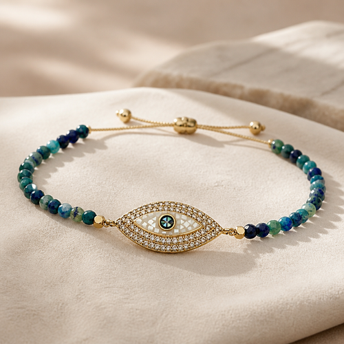 Pulsera piedras y ojo turco