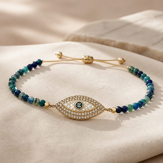 Pulsera piedras y ojo turco