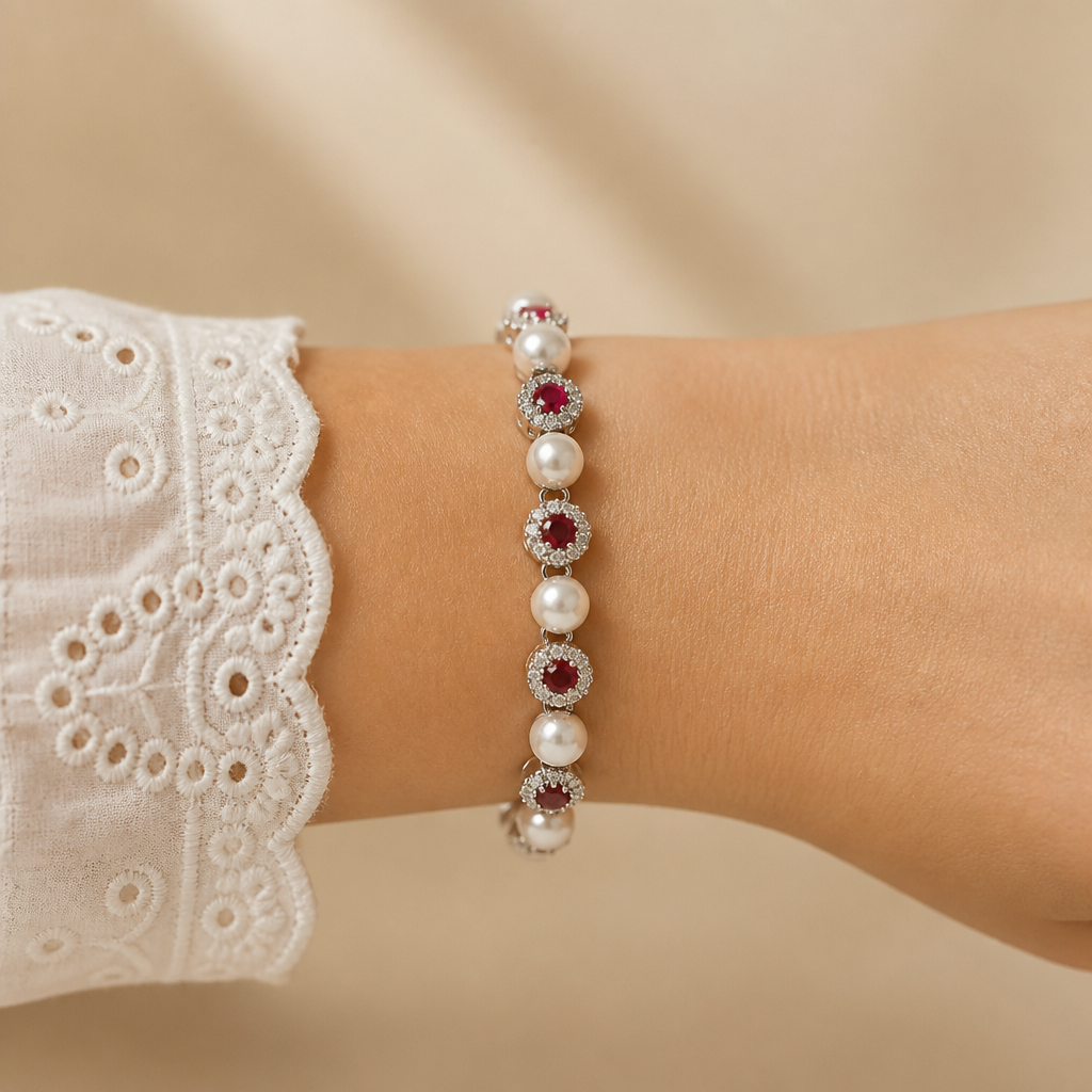 Pulseras de circonias y perlas