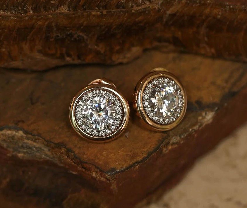 Caravanas de Plata Italiana con baño de Oro 18 y Circonias