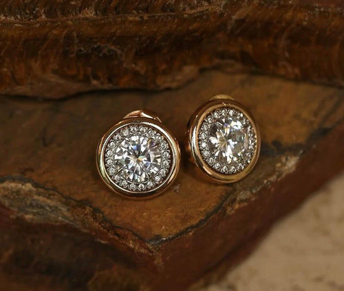 Caravanas de Plata Italiana con baño de Oro 18 y Circonias