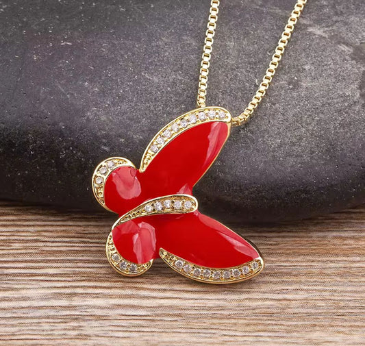 Cadena con Mariposa bañada en Oro 18