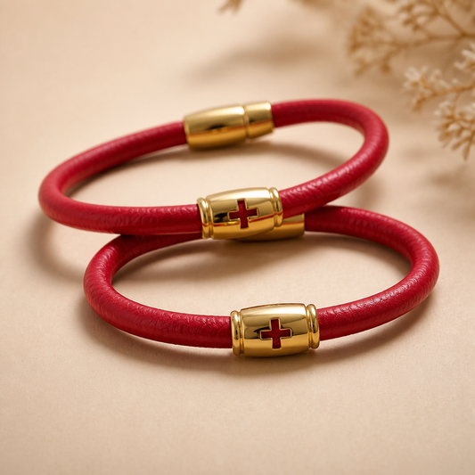 Pulsera de cuero roja de hombre