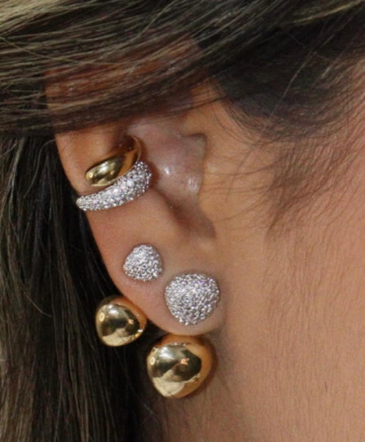 Caravanas de Plata italiana bañadas en Oro con circonias