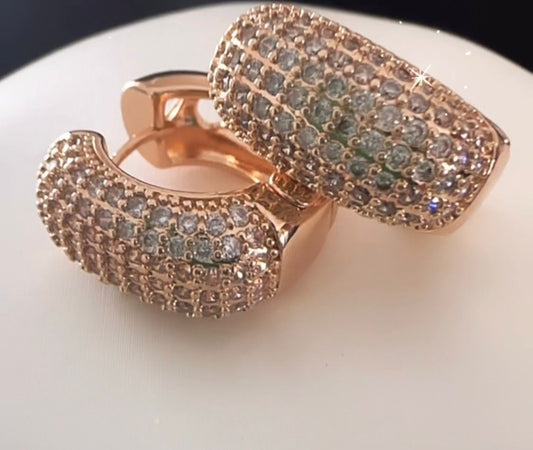 Caravanas cuadradas de Acero bañadas en Oro 18