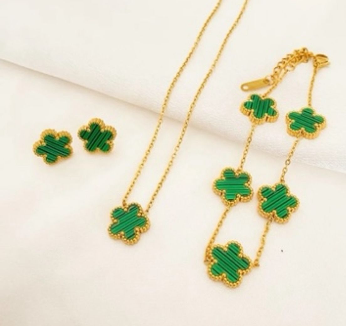 Conjunto de acero con flores de Malaquita