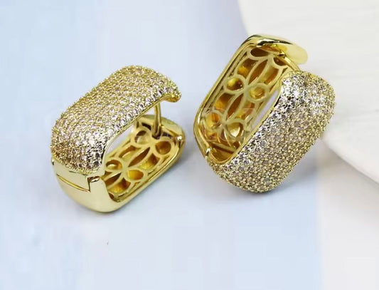 Caravanas de Acero bañada en Oro y circonias