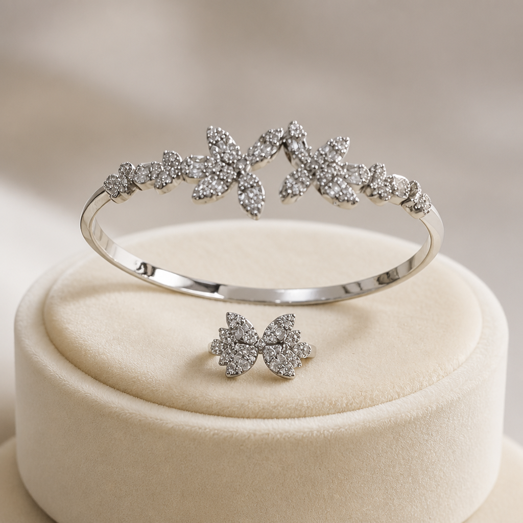 Pulsera y Anillo Flor