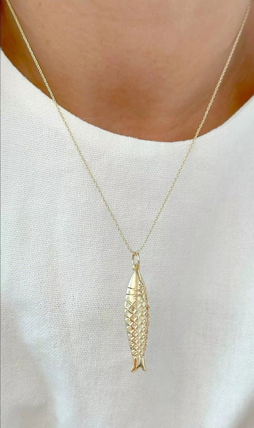 Cadena con Pez bañada en oro 18