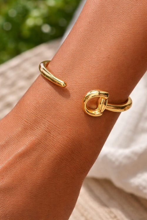 Pulsera de Acero bañada en Oro 18