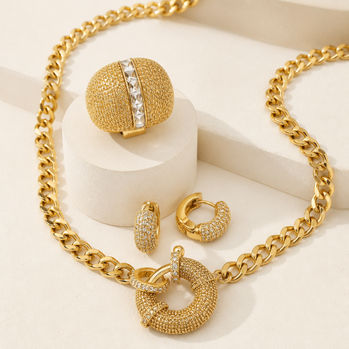 Conjunto cadena; anillo y aros