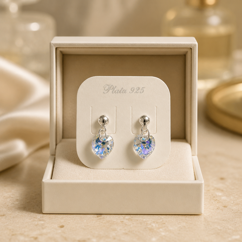 Caravanas de Plata y Swarovski