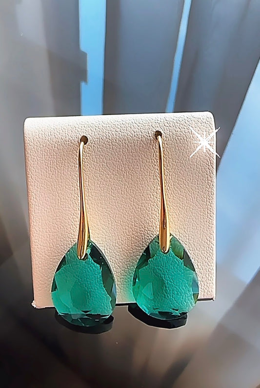 Caravanas de cristal verdes