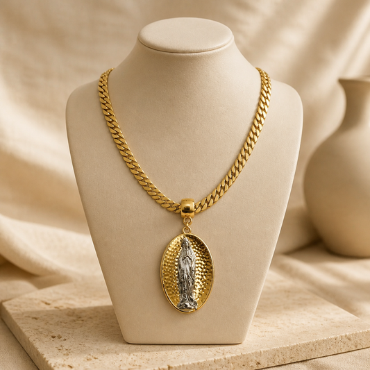 Cadena con Medalla de Virgen de Lourdes