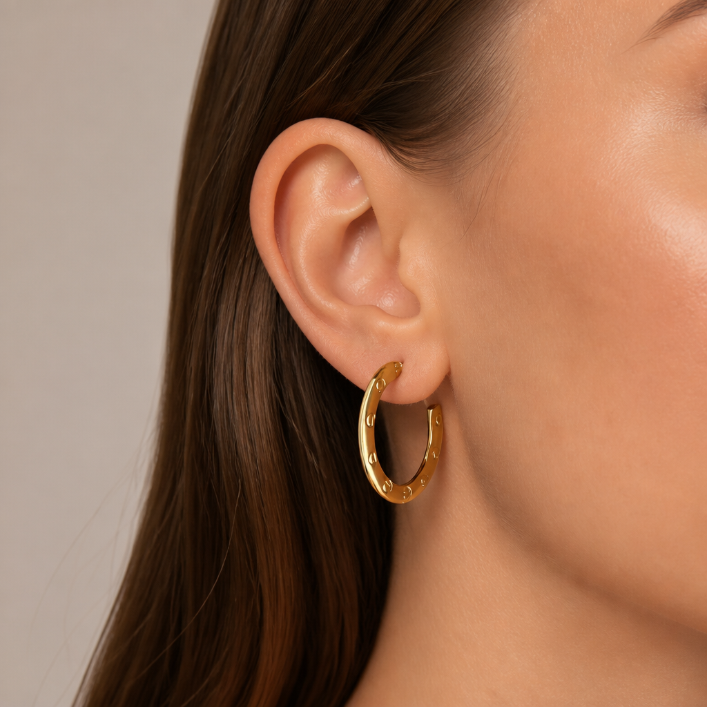 Aros de acero bañados en oro 18