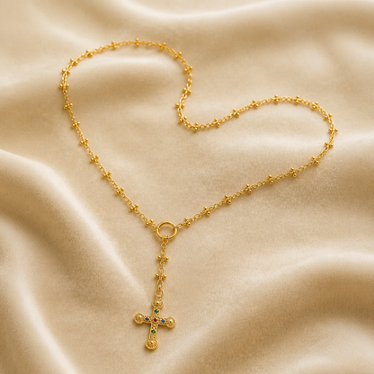 Collar Rosario de acero dorado