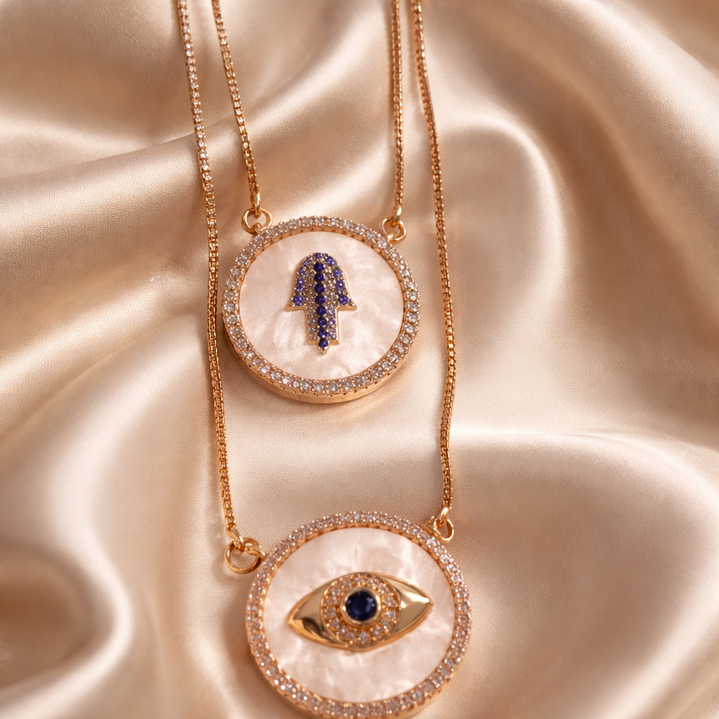 Cadena con Medalla de ojo y mano