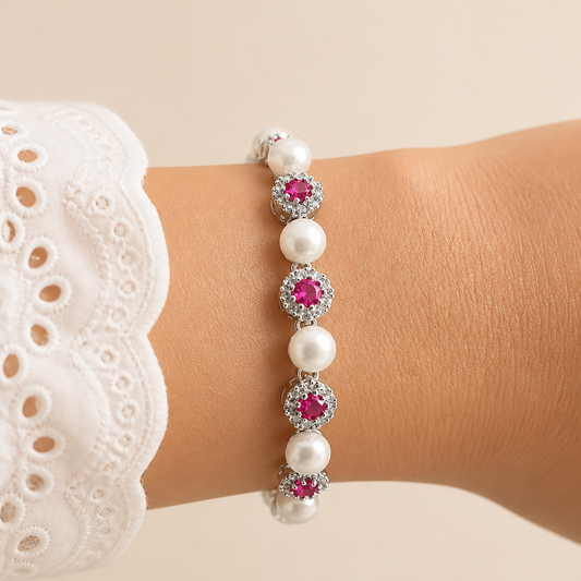 Pulsera de perlas y circonias