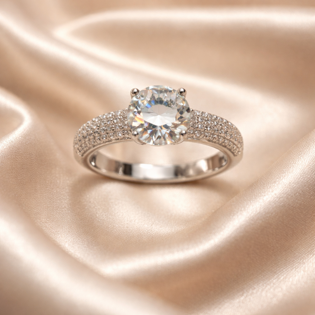 Anillo Moissanite y circonias