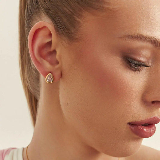 Caravanas de circonias bañadas en Oro 18