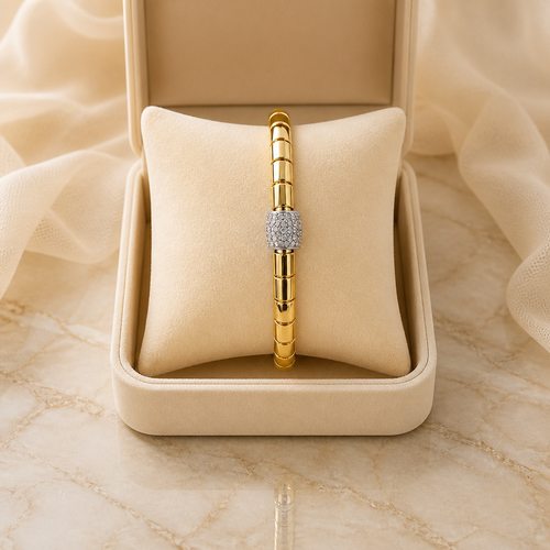 Pulsera bañada de oro con circonias
