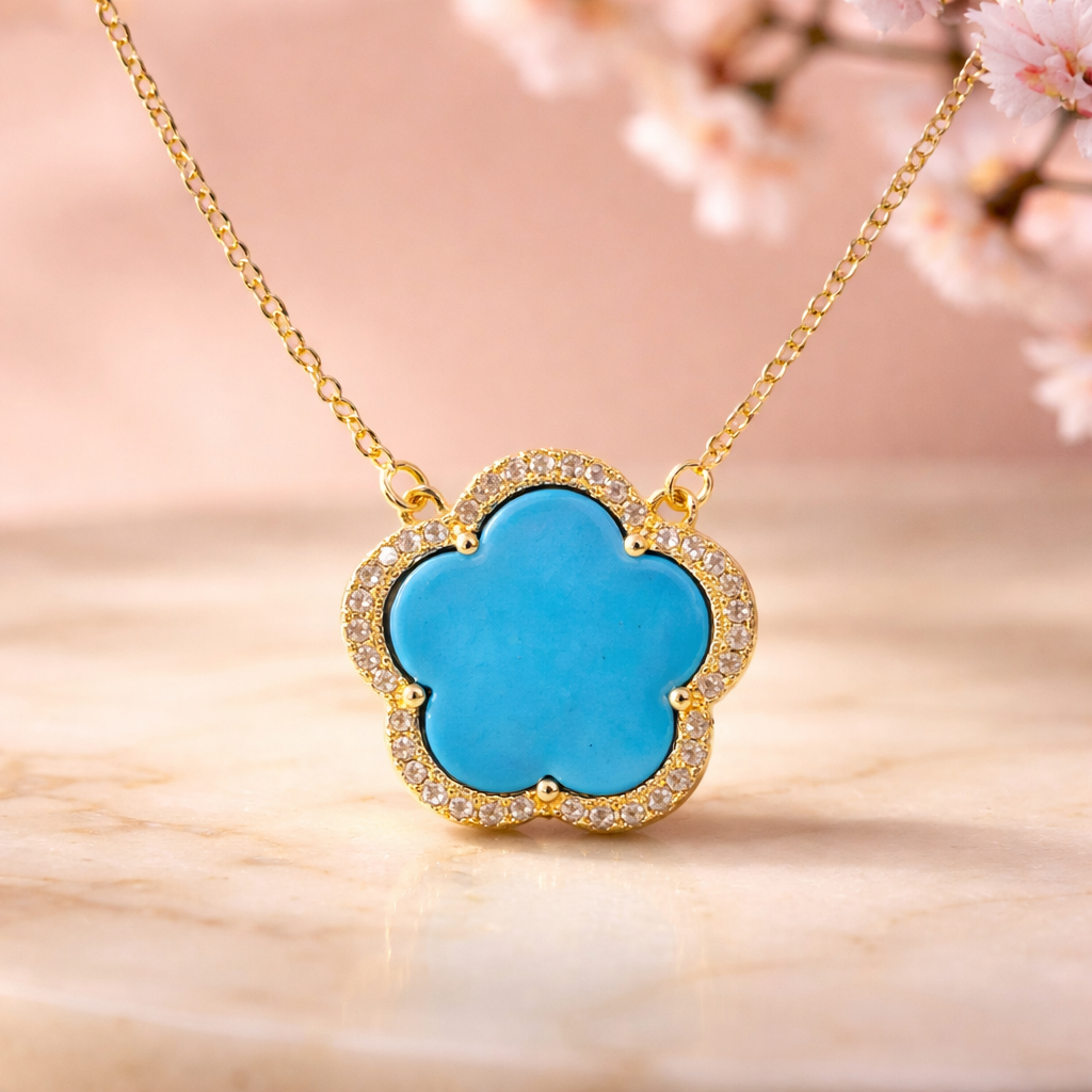 Cadena con Flor Turquesa