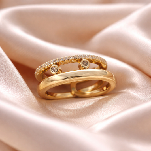 Anillo de Acero bañado en oro 18