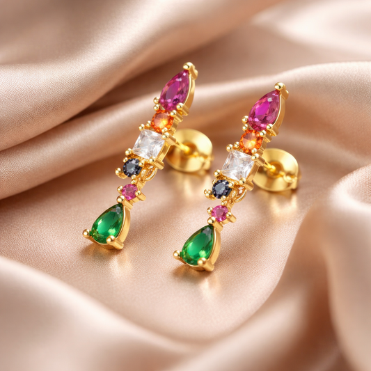 Caravanas bañadas en Oro con cristales