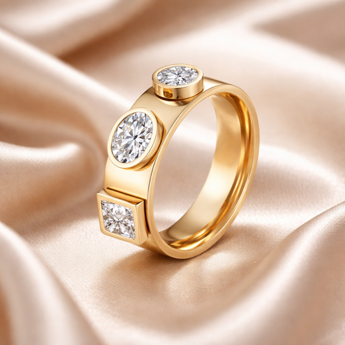 Anillo de Acero y Circonia