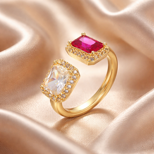 Anillo bañado en Oro 18 con cristales