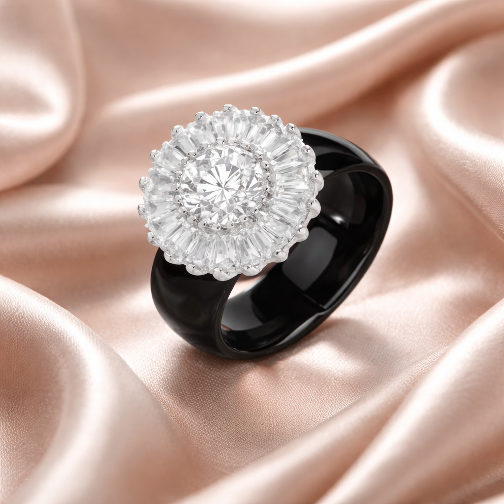 Anillo de cerámica y cristales