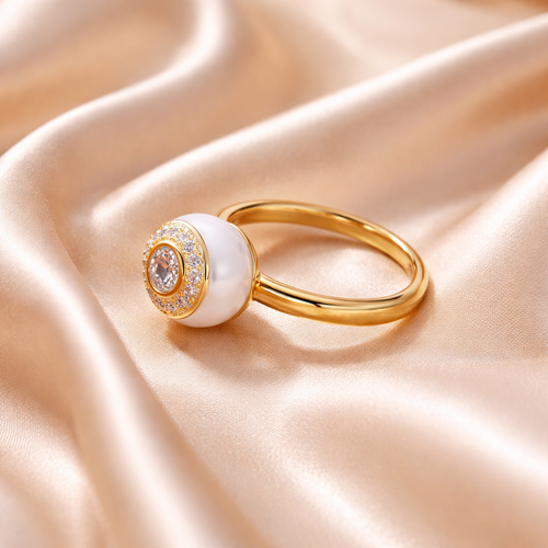 Anillo de acero bañado en Oro 18 No 7