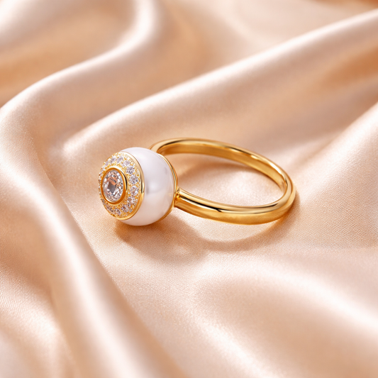 Anillo de acero bañado en Oro 18 No 7