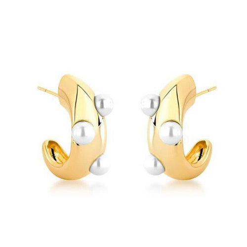 Caravana bañada en Oro 18 con perlas de rio