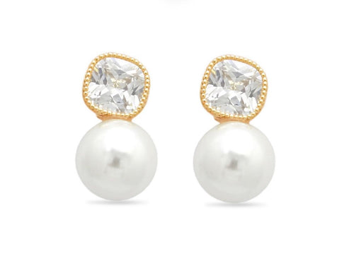 Caravanas de perlas de rio y cristal