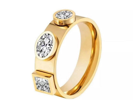 Anillo de Acero y Circonia