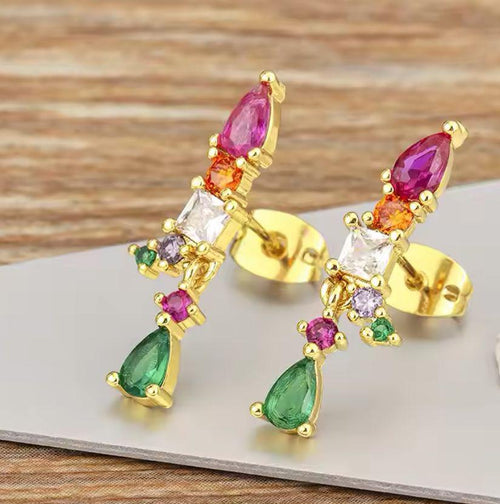 Caravanas bañadas en Oro con cristales