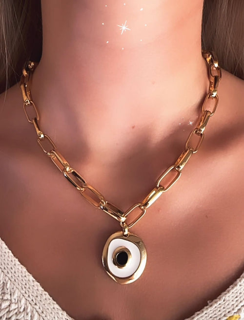 Collar de Acero bañado en Oro 18