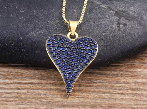 Cadena de Acero bañada en Oro con Circonias Azul