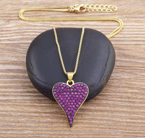 Cadena de Acero bañada en Oro con Circonias Violeta