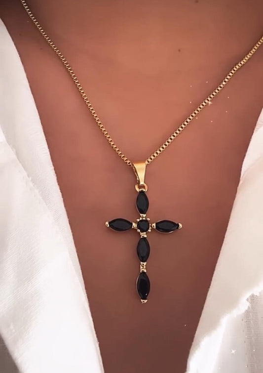 Cadena de acero bañada en Oro 18 y Cristales