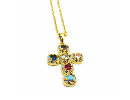 Cadena de acero bañada en Oro 18 y Circonias