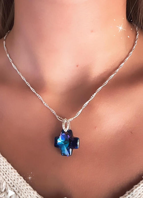 Cadena de Plata 925 con cruz de cristal Swarovski