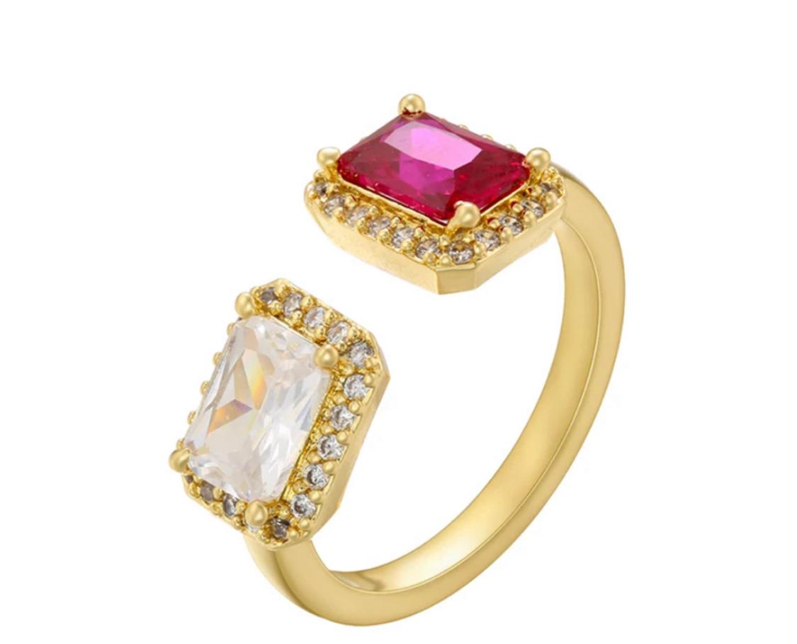 Anillo bañado en Oro 18 con cristales