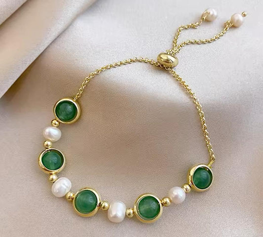 Pulsera regulable con Perlas de Rio  y Cristales